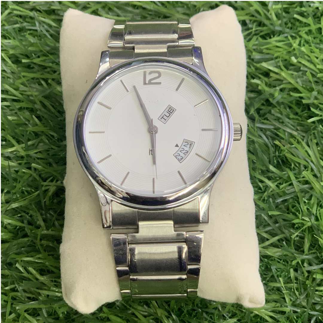 Silver Stainless Steel Analog Wristwatch