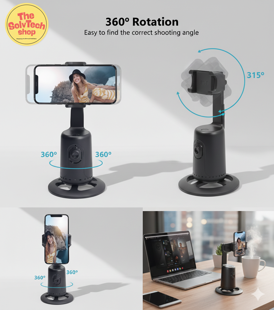 AI tracking & 360° Rotating Phone Stand