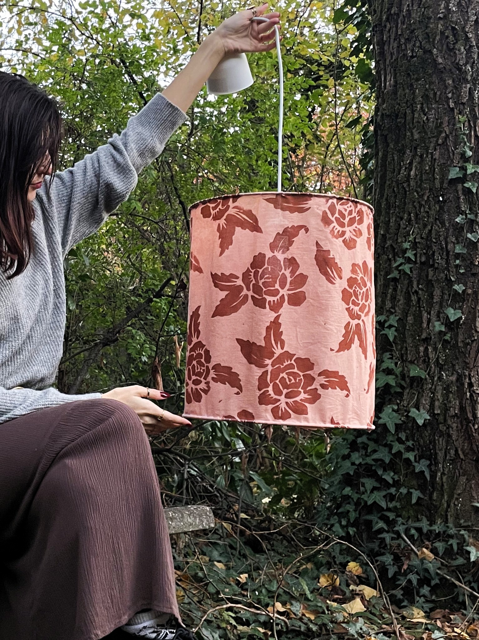 Suspension luminaire tissu - Floraison