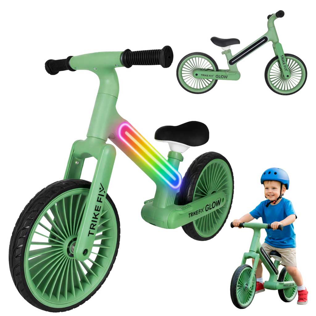 Šviečiantis balansinis dviratukas „Trike Fix Glow LED“, žalia