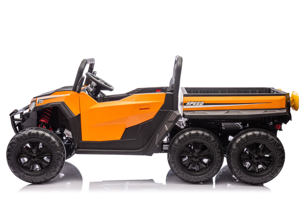6 ratų elektromobilis-pikapas  4x4 (24V, 4x200W), oranžinis