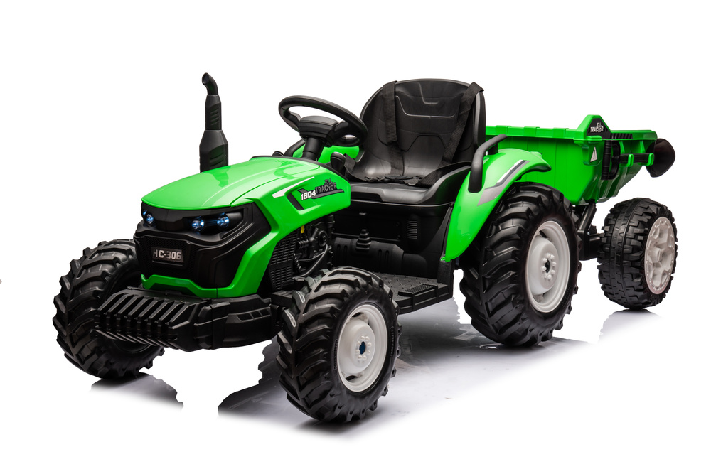 Vaikiškas akumuliatorinis traktorius su priekaba „HC-306“ (24V) (Žalias)