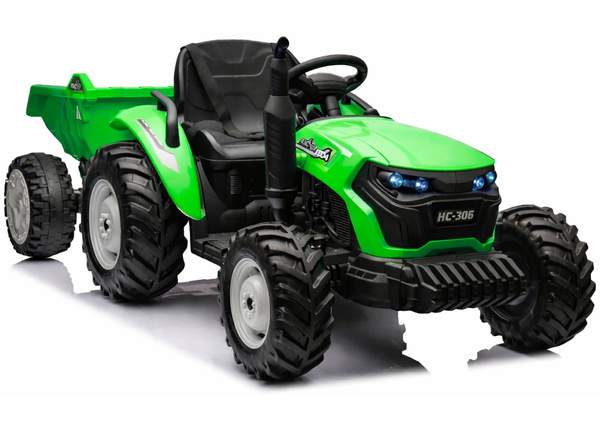 Vaikiškas akumuliatorinis traktorius su priekaba „HC-306“ (24V) (Žalias)