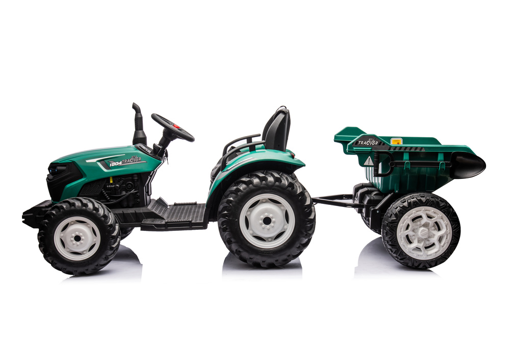 Vaikiškas akumuliatorinis traktorius su priekaba „HC-306“ (24V) (Tamsiai Žalias)
