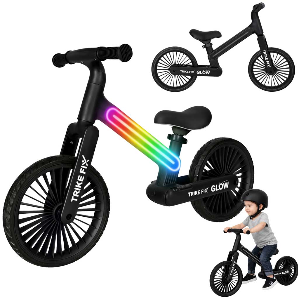 Šviečiantis balansinis dviratukas „Trike Fix Glow LED“, juodas
