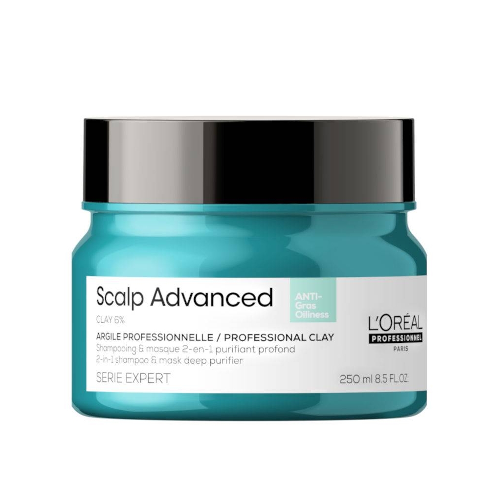 L'Oreal Professionnel Scalp Advanced Anti-Oiliness 2-In-1 valomasis šampūnas - kaukė riebiai galvos odai 250ml