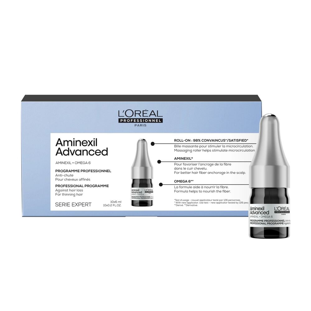 L'Oreal Professionnel Aminexil Advanced plaukų slinkimą stabdanti dvigubo poveikio programa 10x6ml