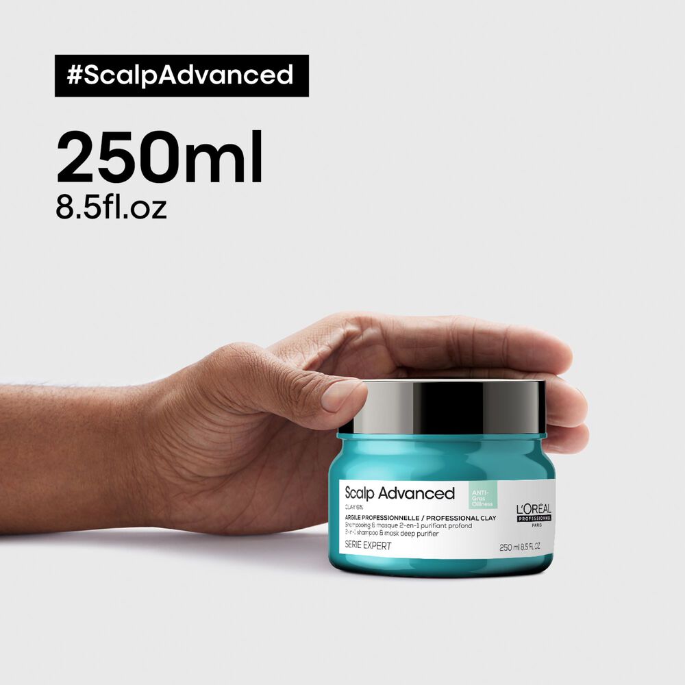 L'Oreal Professionnel Scalp Advanced Anti-Oiliness 2-In-1 valomasis šampūnas - kaukė riebiai galvos odai 250ml