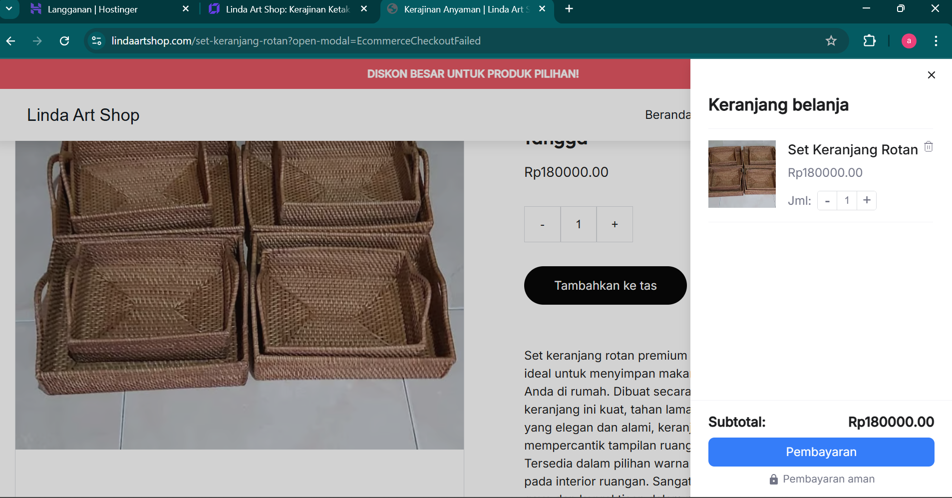 Set Keranjang Rotan