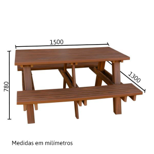 Mesa de Churrasqueira Tampo 1,5m Ipê 