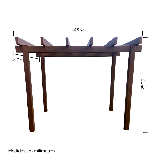 Pergolado 3m Travessas Retangulares – 150x60mm