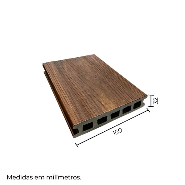 Tábua de Deck em Madeira Plástica 150 x 32 mm