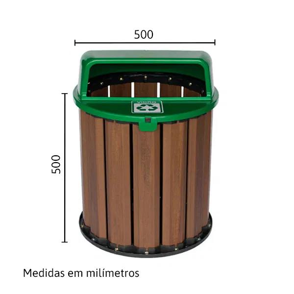 Lixeira 50cm 67L Madeira Plástica