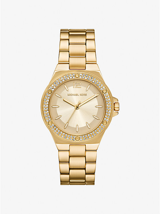 Michael Kors Outlet Lennox Pavé Gold-Tone Watch