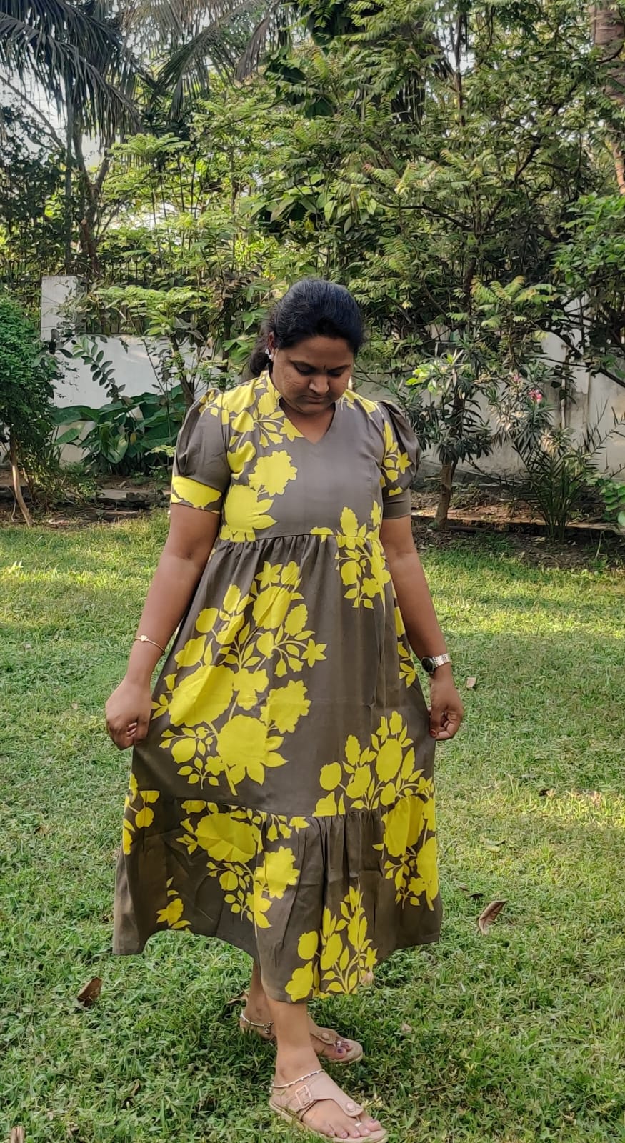 Yellow Floral Cotton Dress