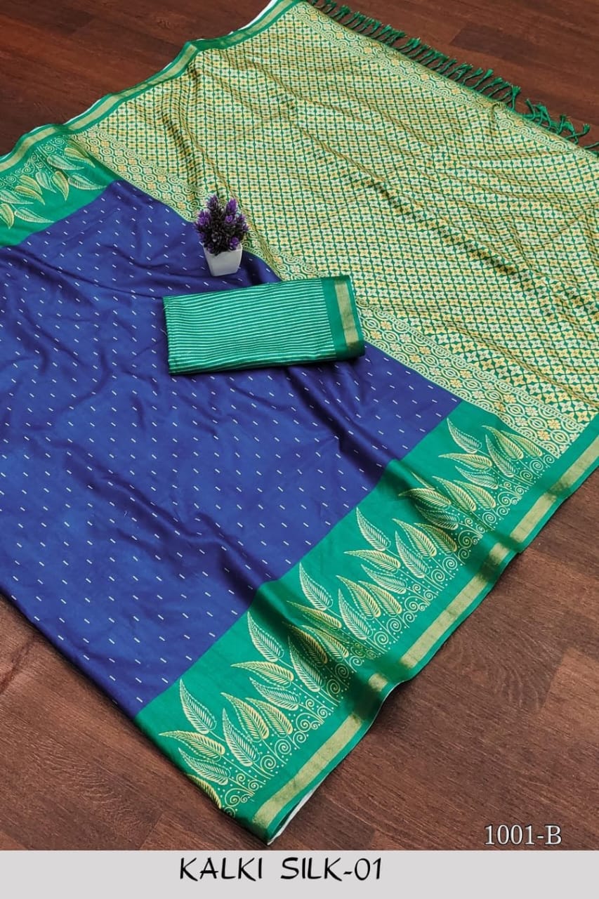 Premium Semi Tussar Silk Saree with Exclusive Border & Rich Contrast Pallu – With Blouse Piece