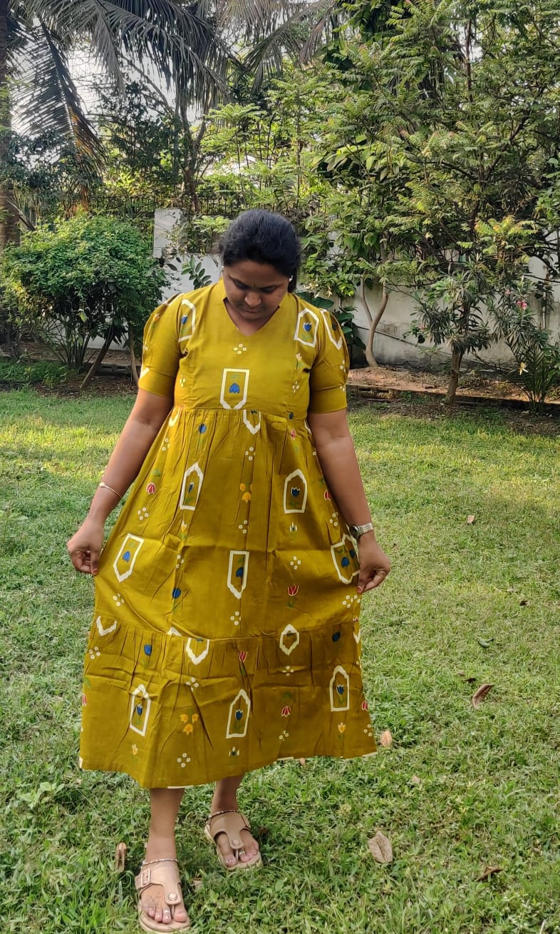 Mustard Printed Maxi Dress