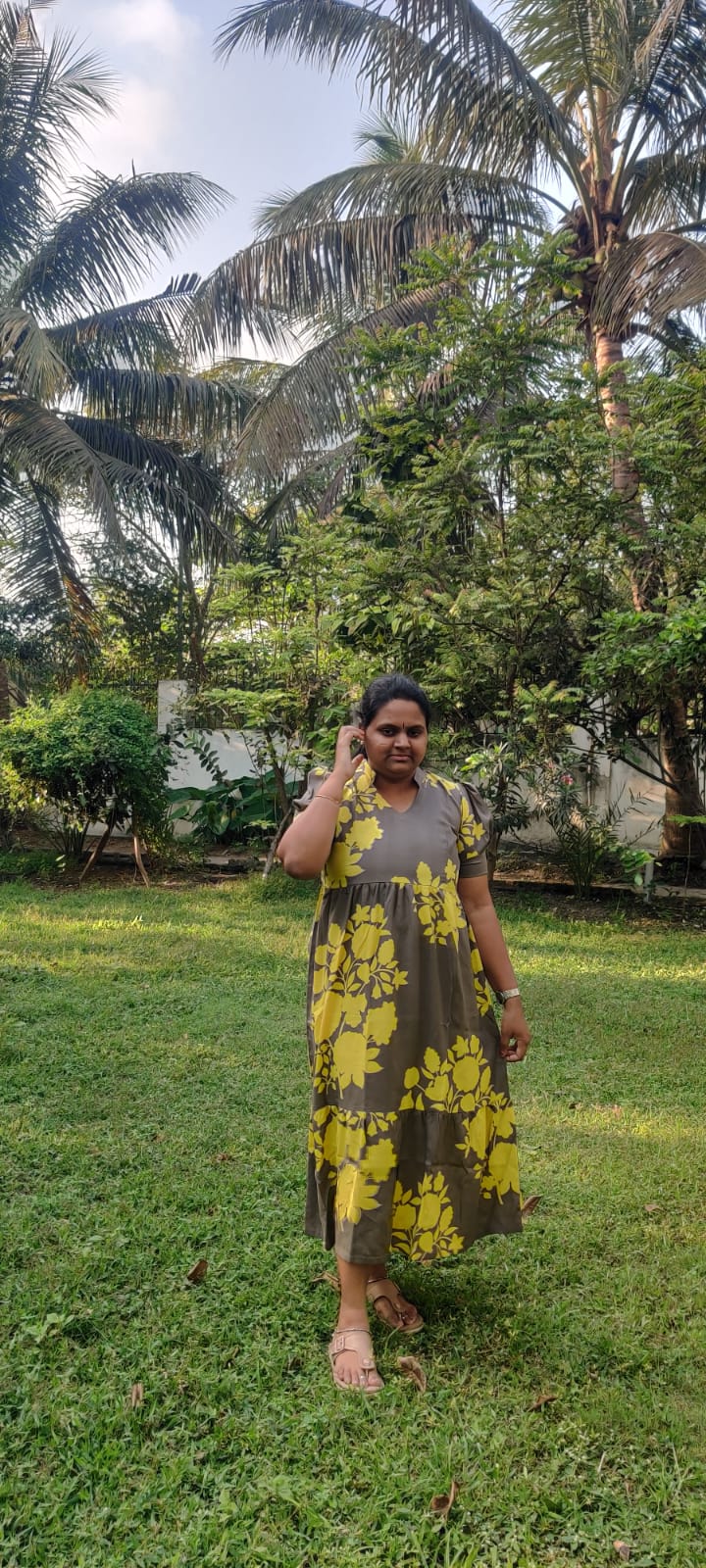 Yellow Floral Cotton Dress