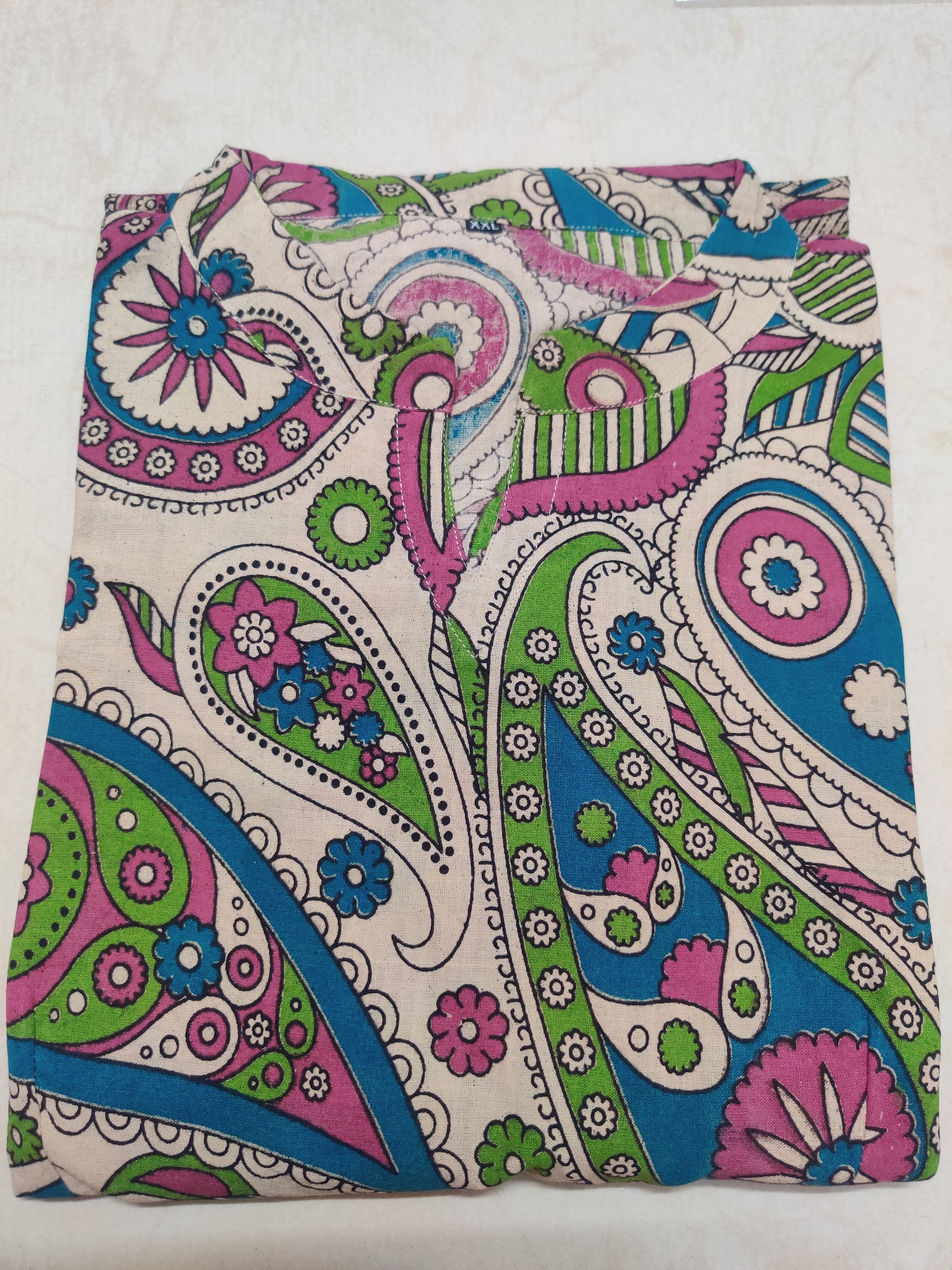 Kalamkari Cotton Maxi Dress – Multicolor Paisley Printed Ankle-Length Dress