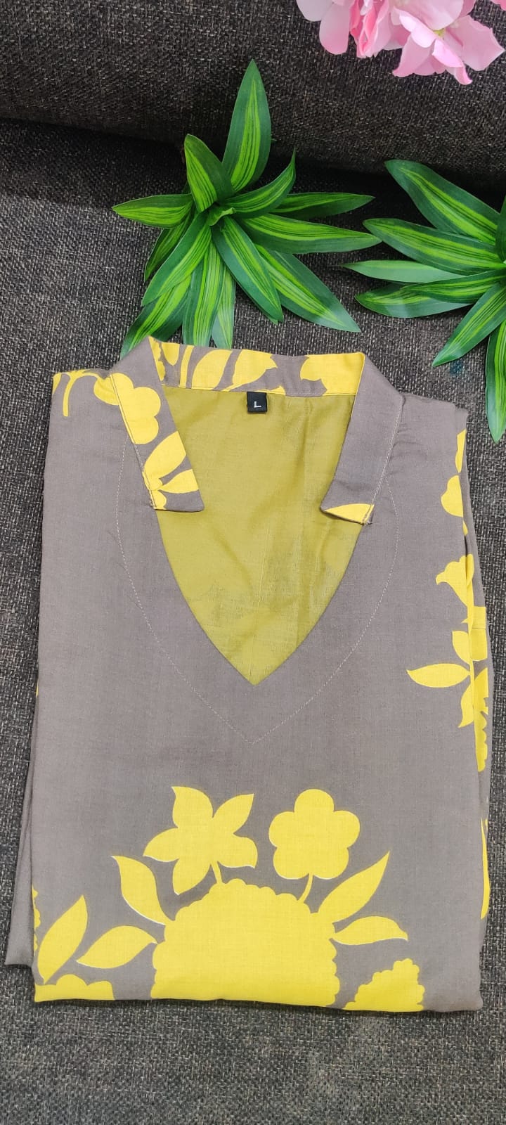 Yellow Floral Cotton Dress