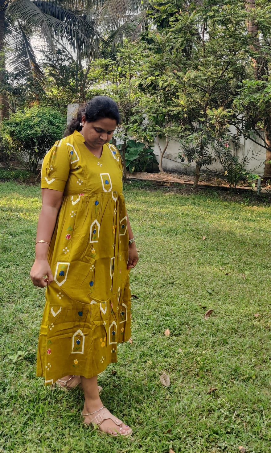 Mustard Printed Maxi Dress