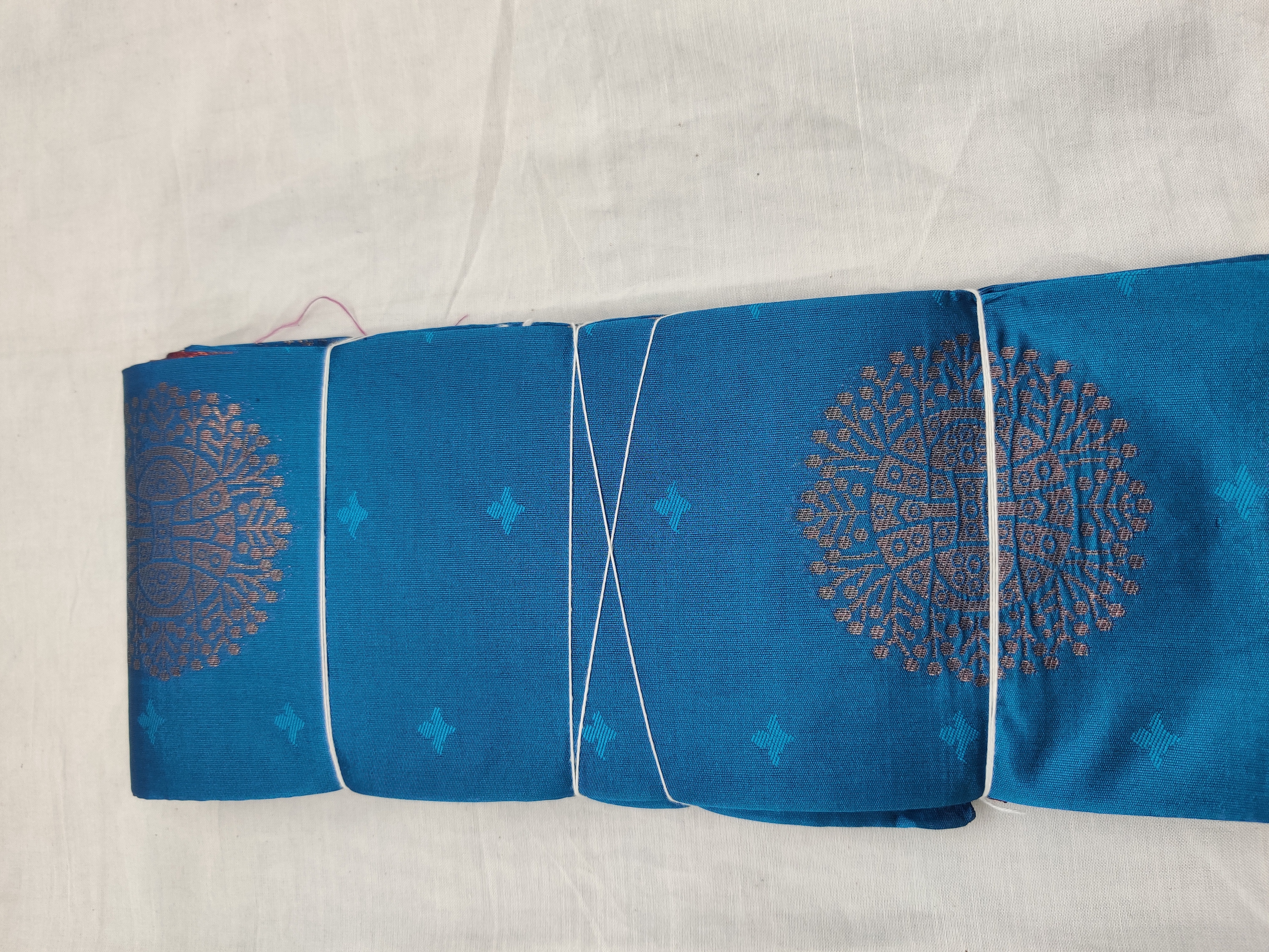 Turquoise Blue Semi Soft Silk Saree with Wine Zari Pallu