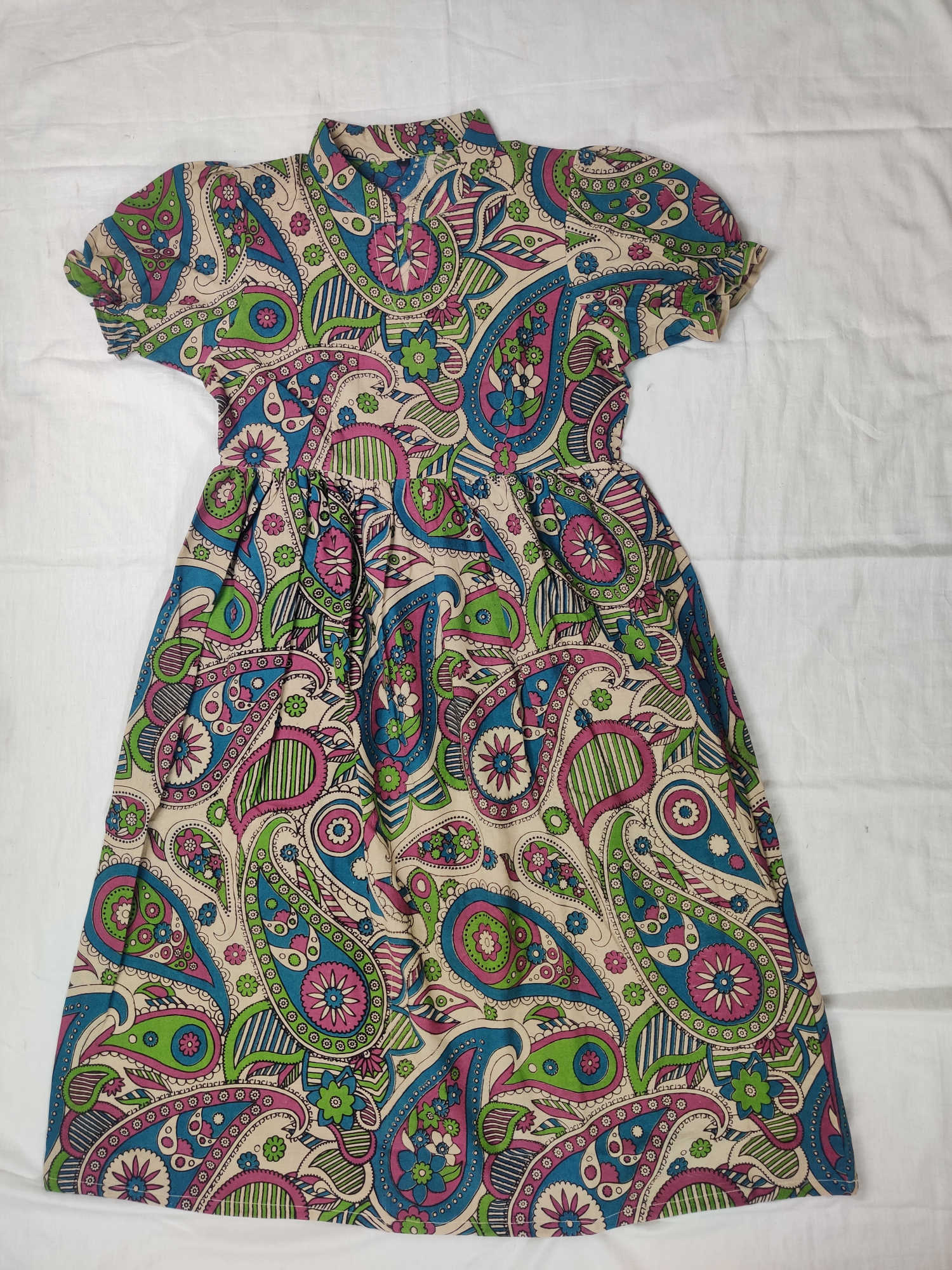 Kalamkari Cotton Maxi Dress – Multicolor Paisley Printed Ankle-Length Dress