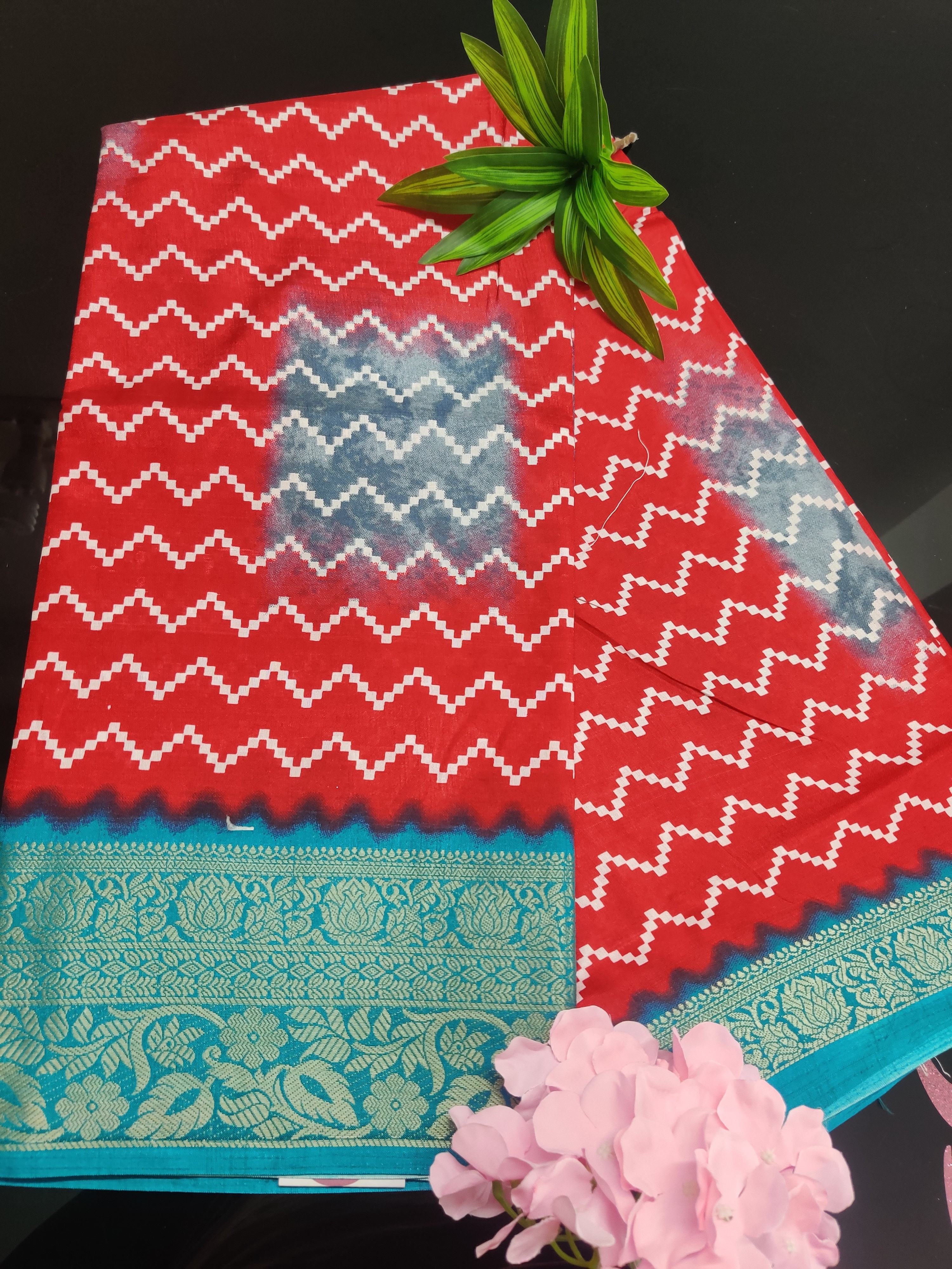 Kaveri Premium Ikat Dola Silk Saree – Soft Weave with Rich Zari Border & Dual-Tone Ikat Body Pattern