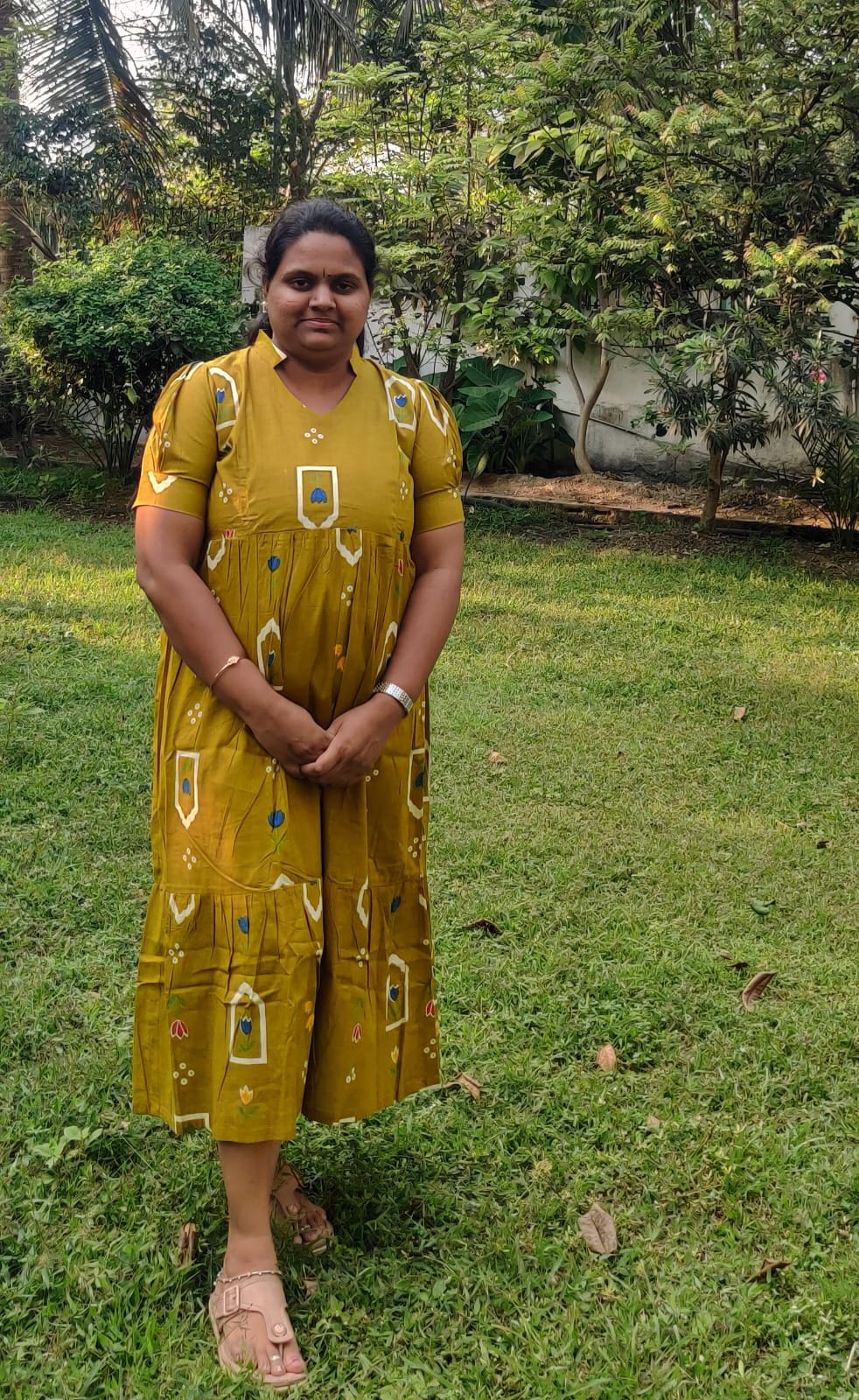 Mustard Printed Maxi Dress