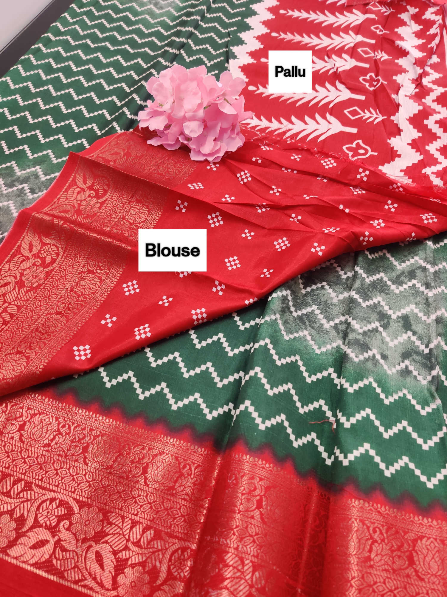 Kaveri Premium Ikat Dola Silk Saree – Soft Weave with Rich Zari Border & Dual-Tone Ikat Body Pattern