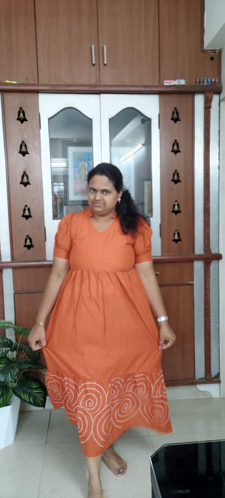 Orange Cotton Maxi Dress