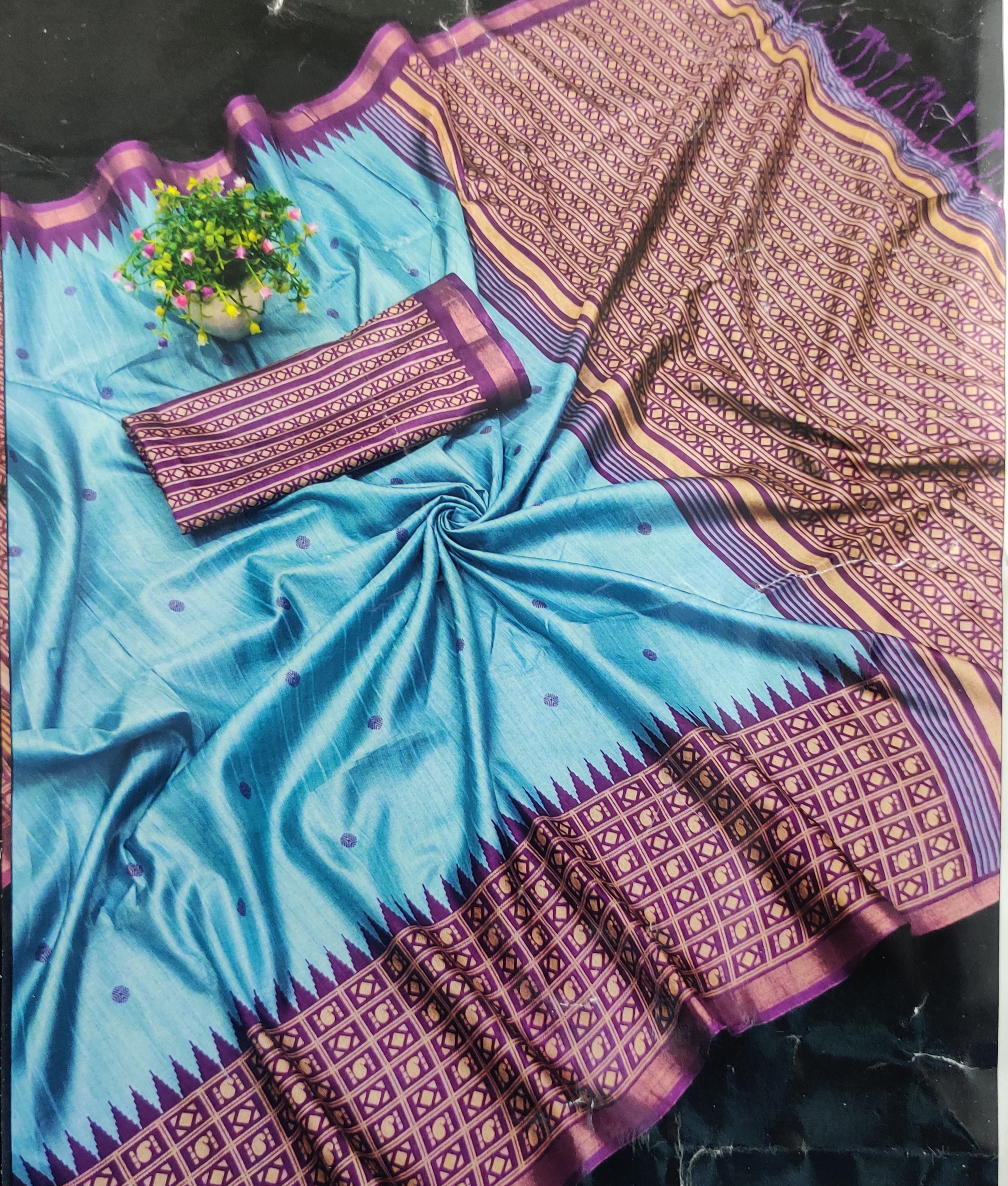 Gori Silk Saree – Soft Smooth Body with Woven Butta Work & Contrast Rich Pallu