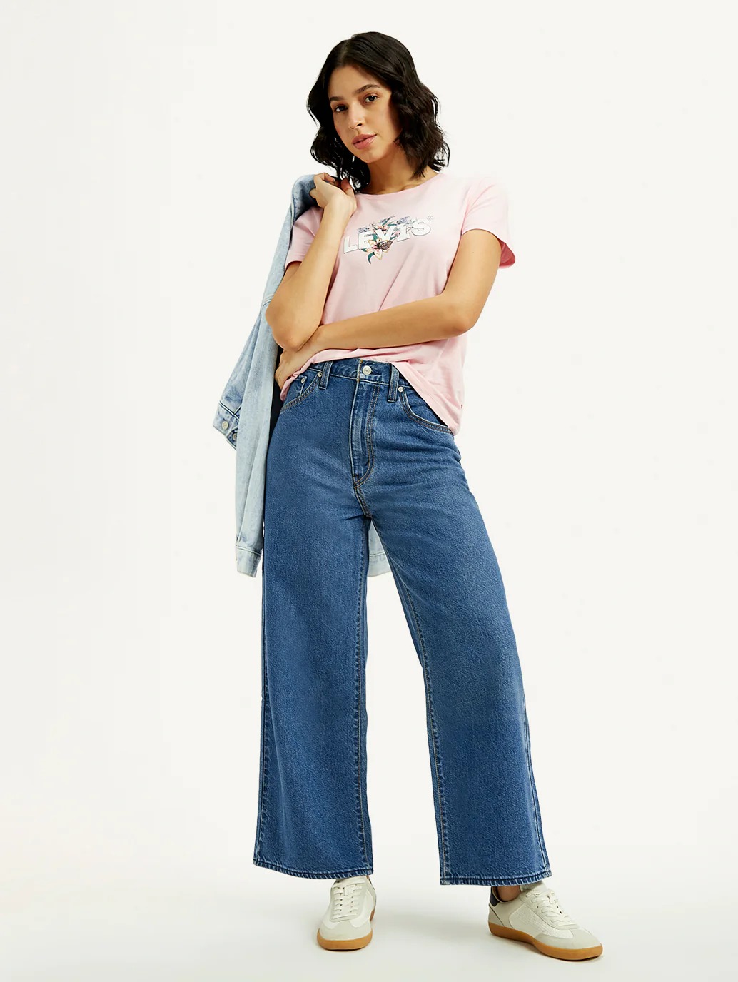 Wide-Leg Blue Jeans