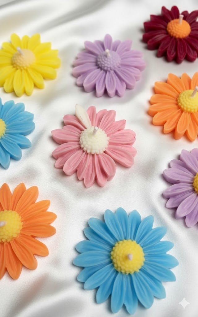 Colorful Flower Shaped Candles(set of 8)
