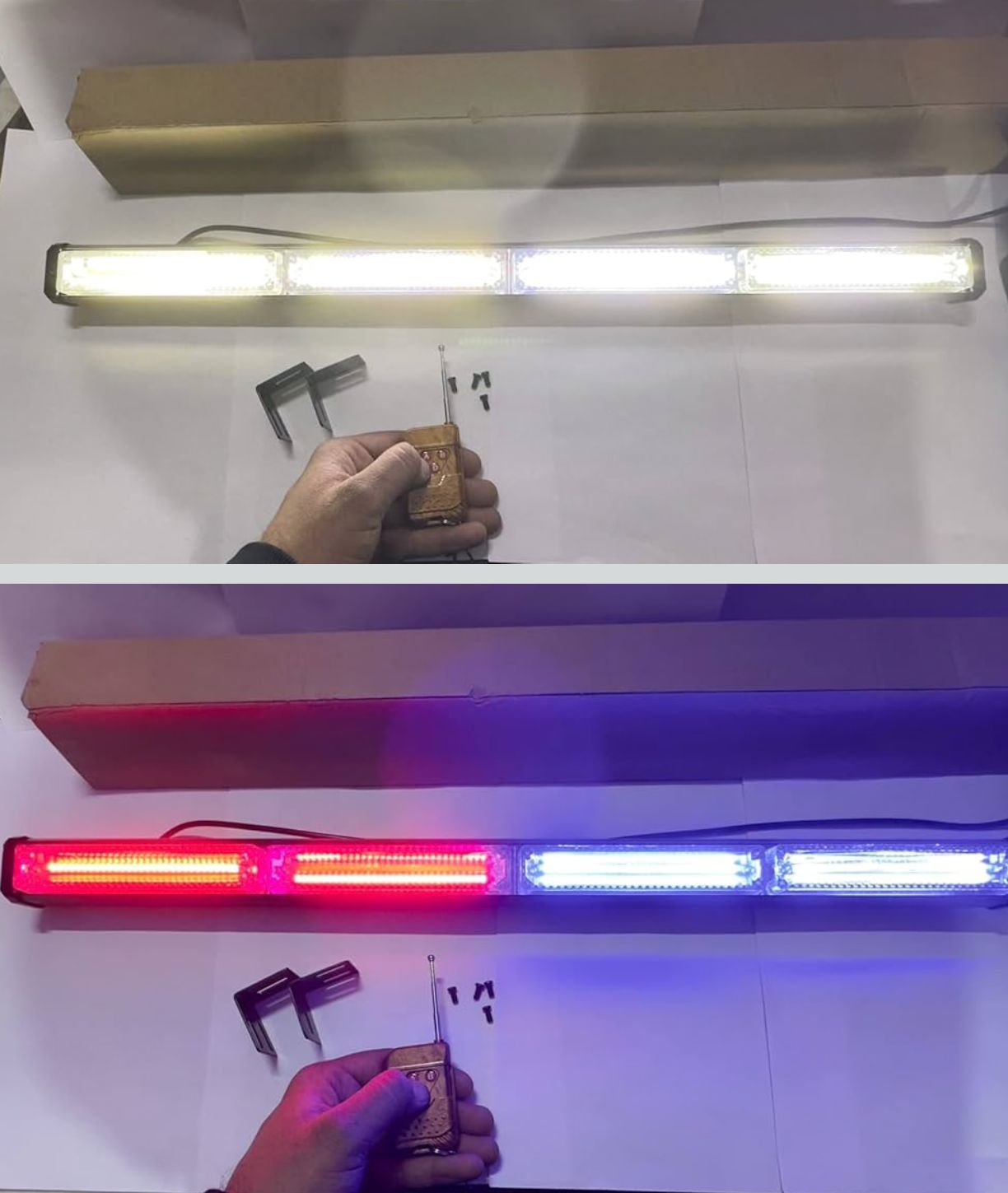 LED Bar Light (4 COB LED FLASHER red,blue,white)