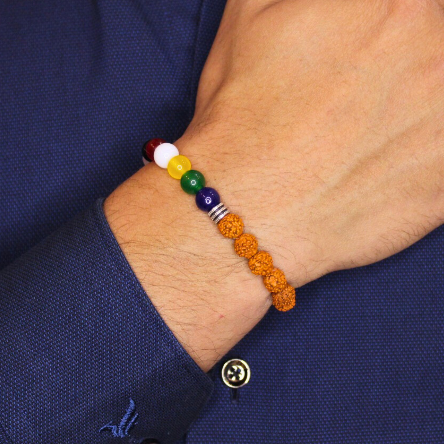 Rudraksha and Chakra Stone Bracelet