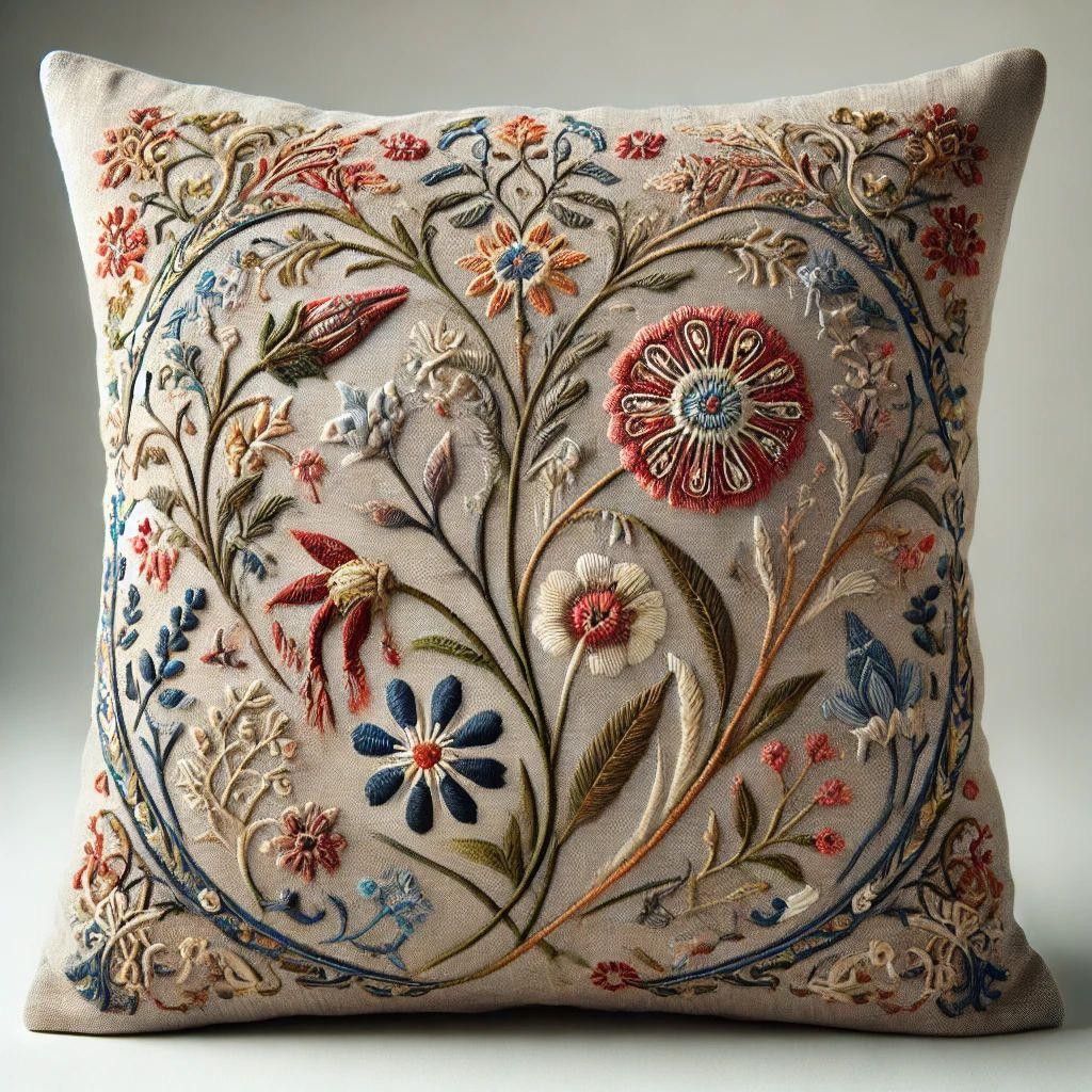 Hand-embroidered cushion covers
