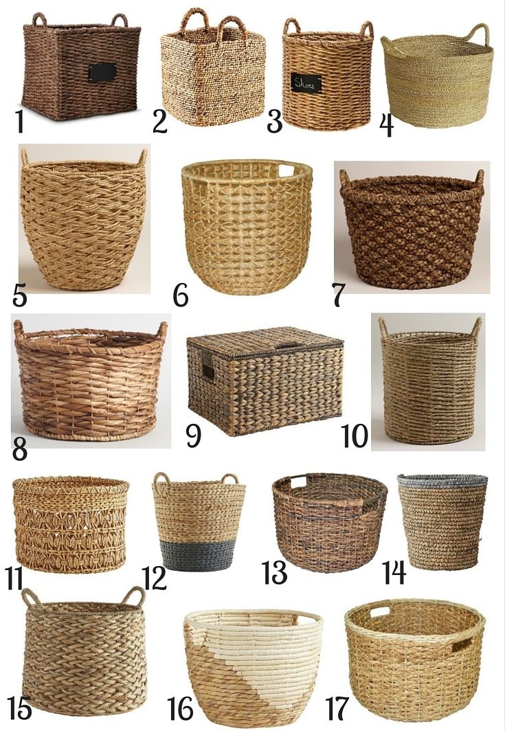 Bamboo and jute storage baskets