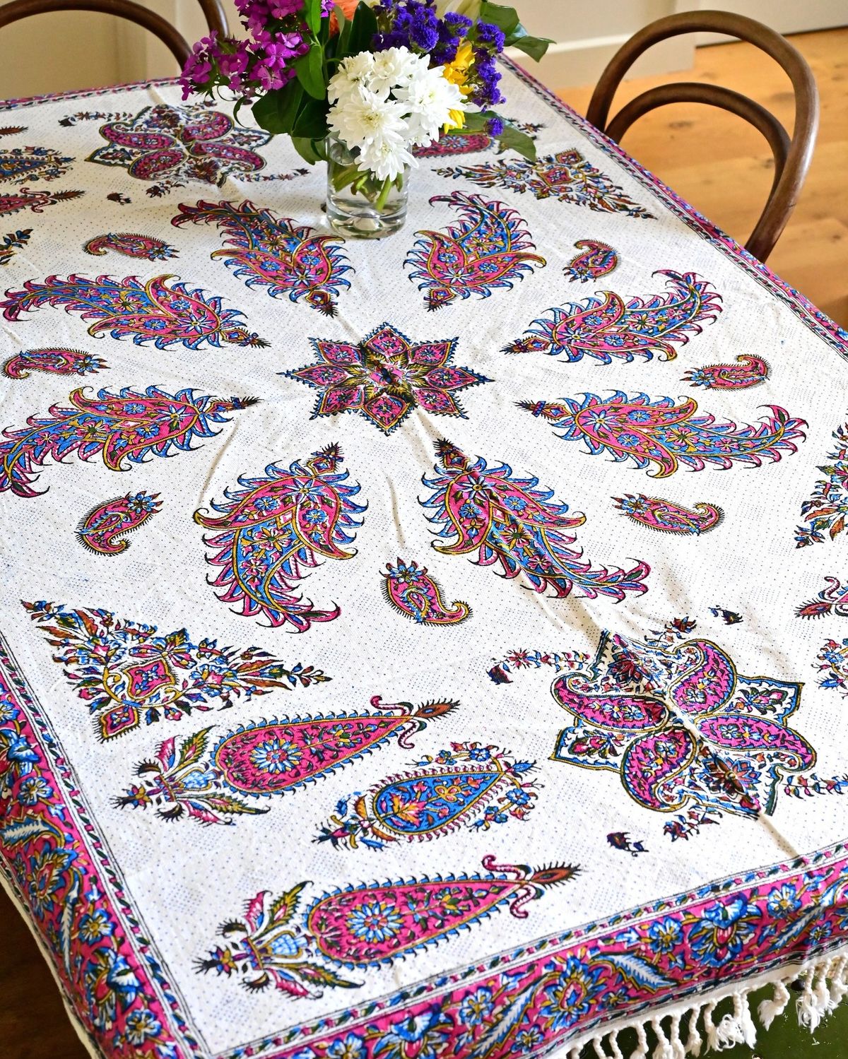 Block-printed cotton tablecloths