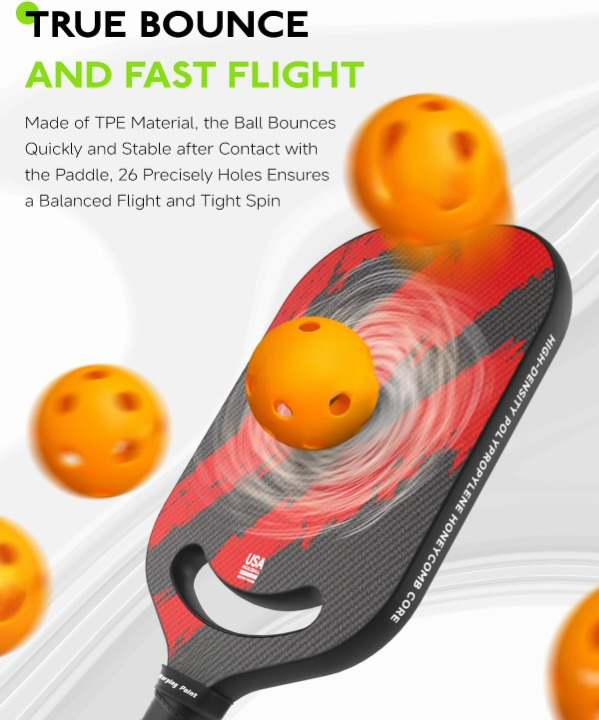 Pickleball Indoor |  26 Holes  Indoor Balls | 4 Pack, 8 Pack, 12 Pack | Meet USAPA Specifications |