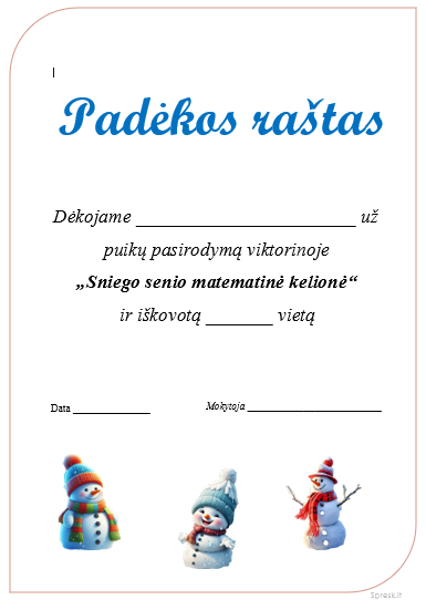 Sniego senio matematinė kelionė 4-5 kl.