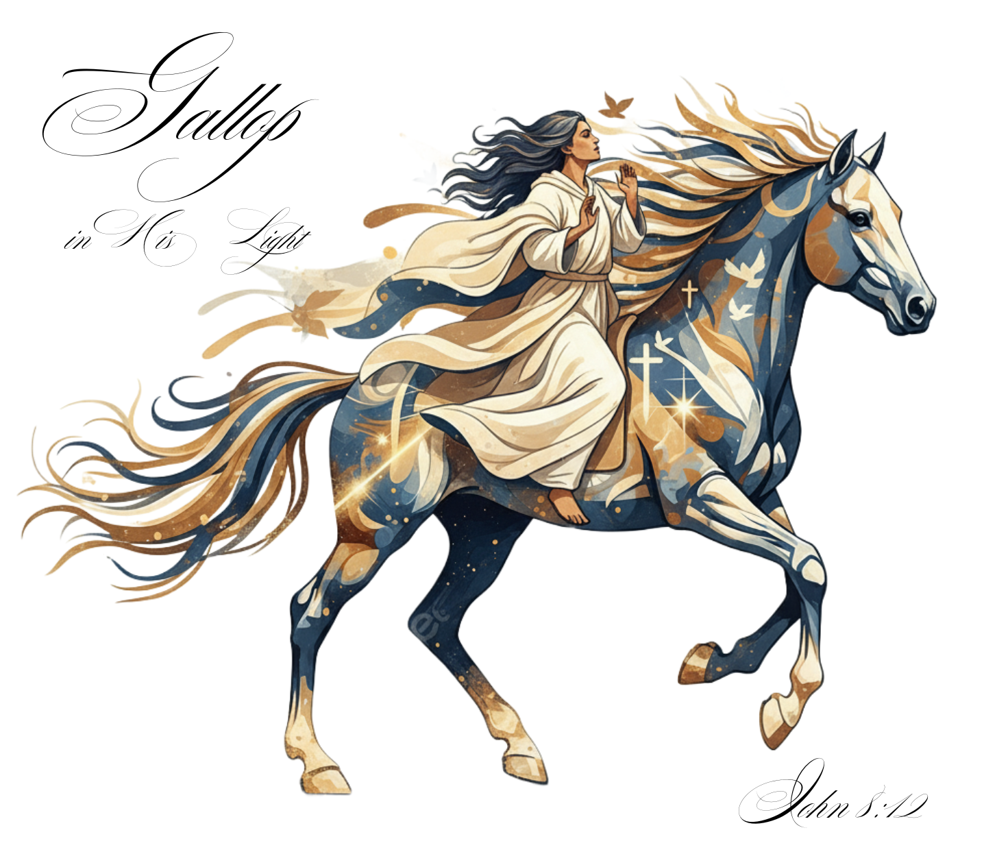 Gallop in his Grace - Double-sided metal ornament