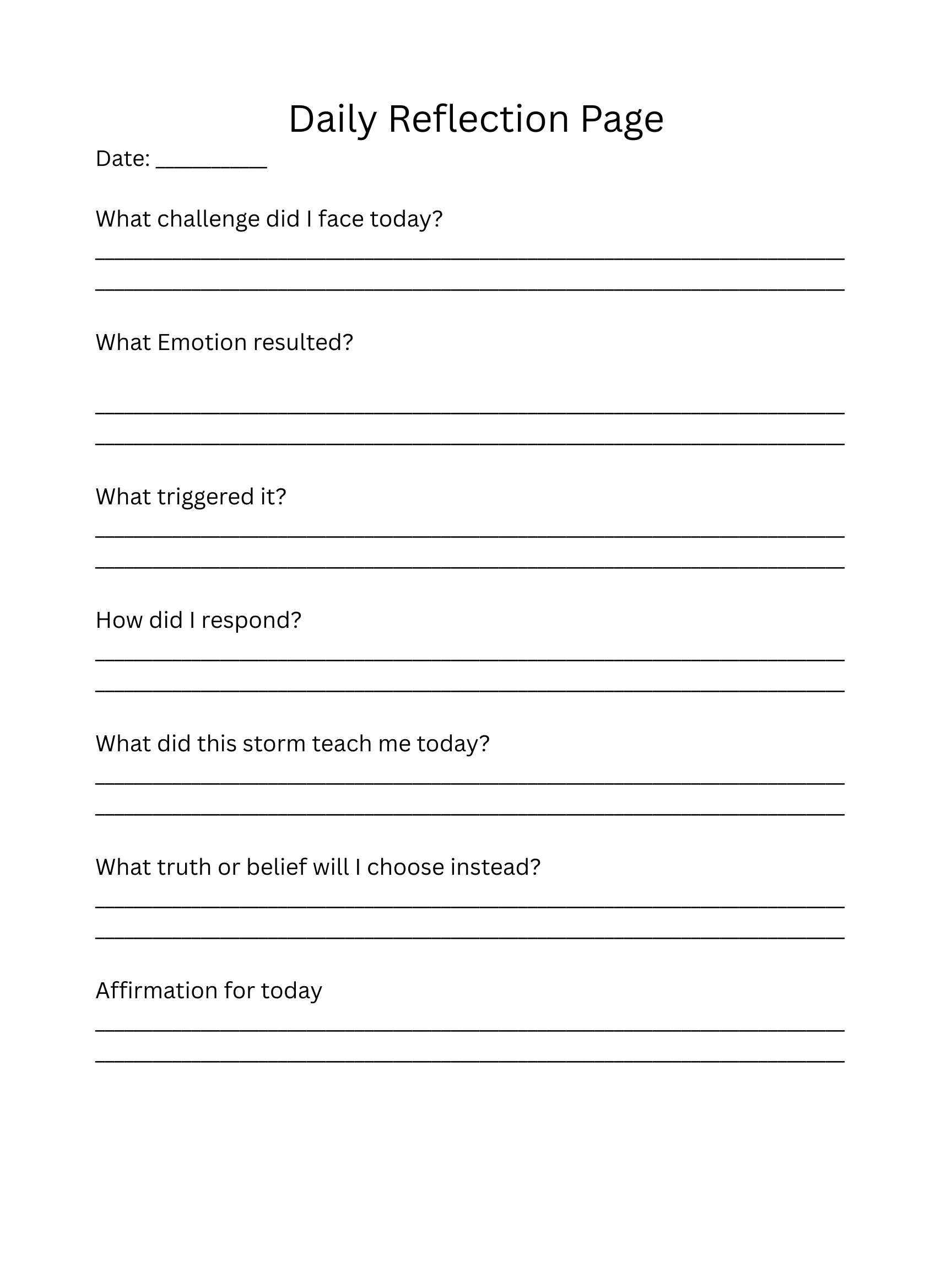 Storm to Peace Transformation Workbook