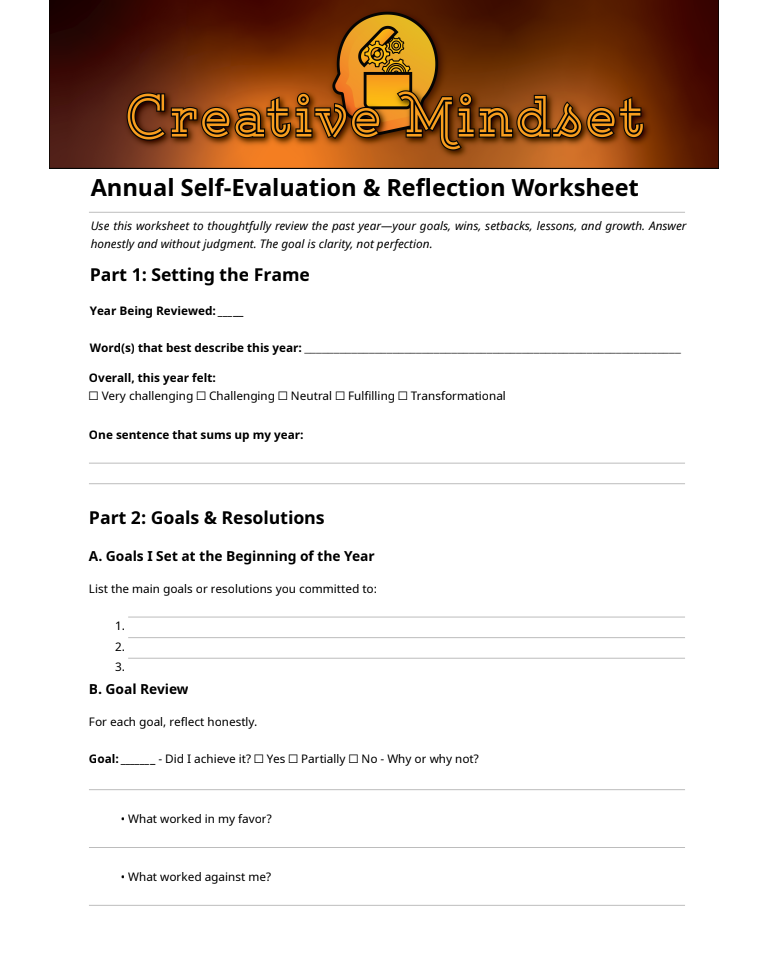 Annual Self-Evaluation & Reflection Worksheet