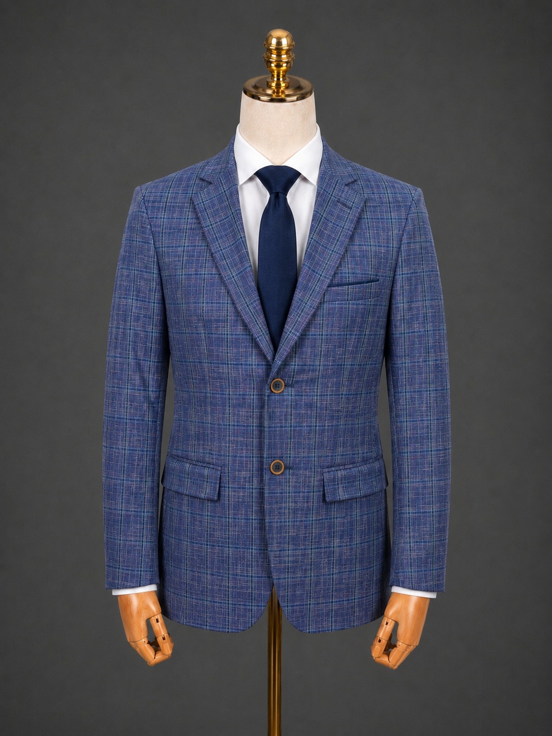 Terno Poliviscose Principe de Gales - Azul Jeans
