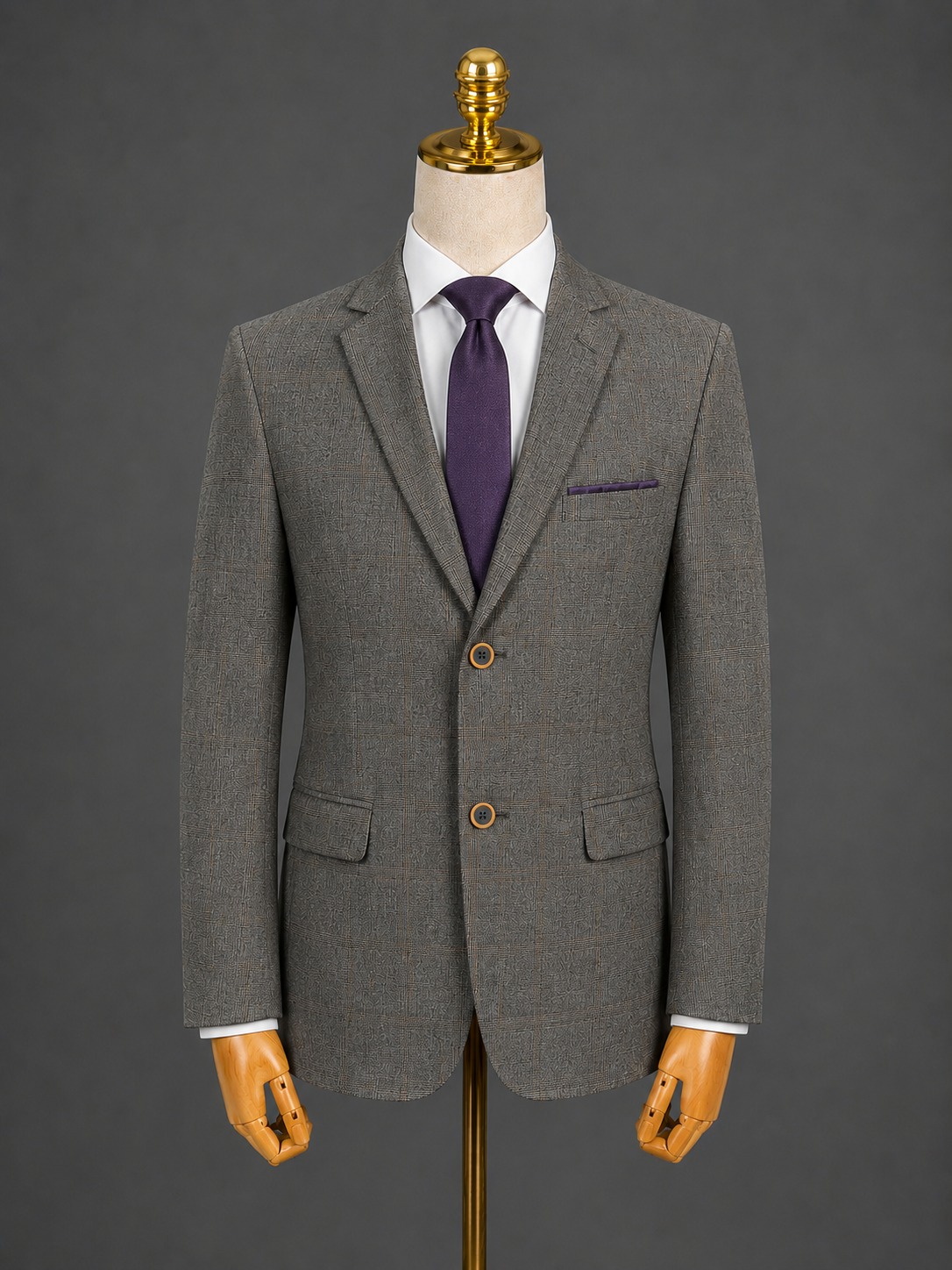 Terno Poliviscose Principe de Gales - Chumbo