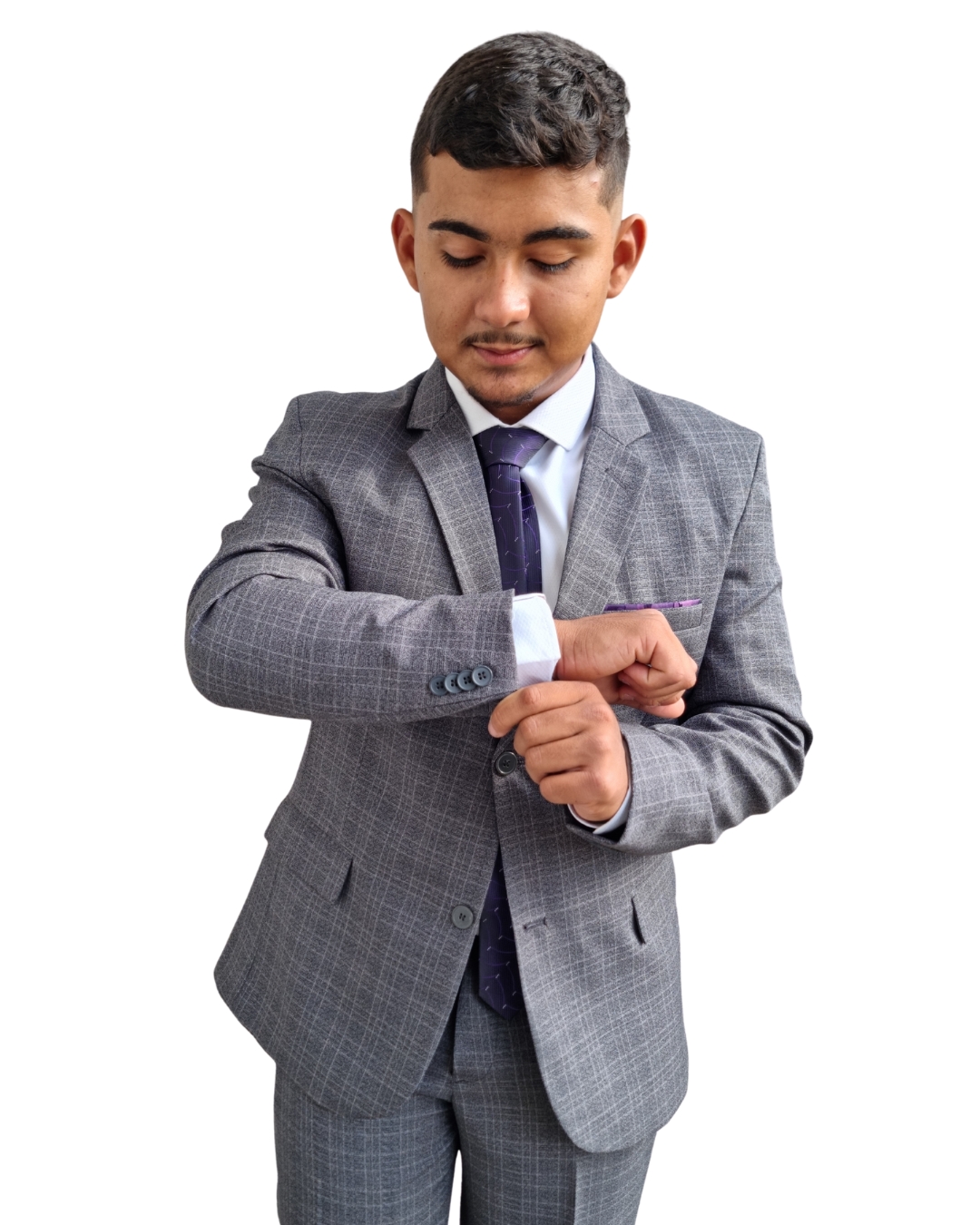 Terno Microfibra - Chumbo Quadriculado 