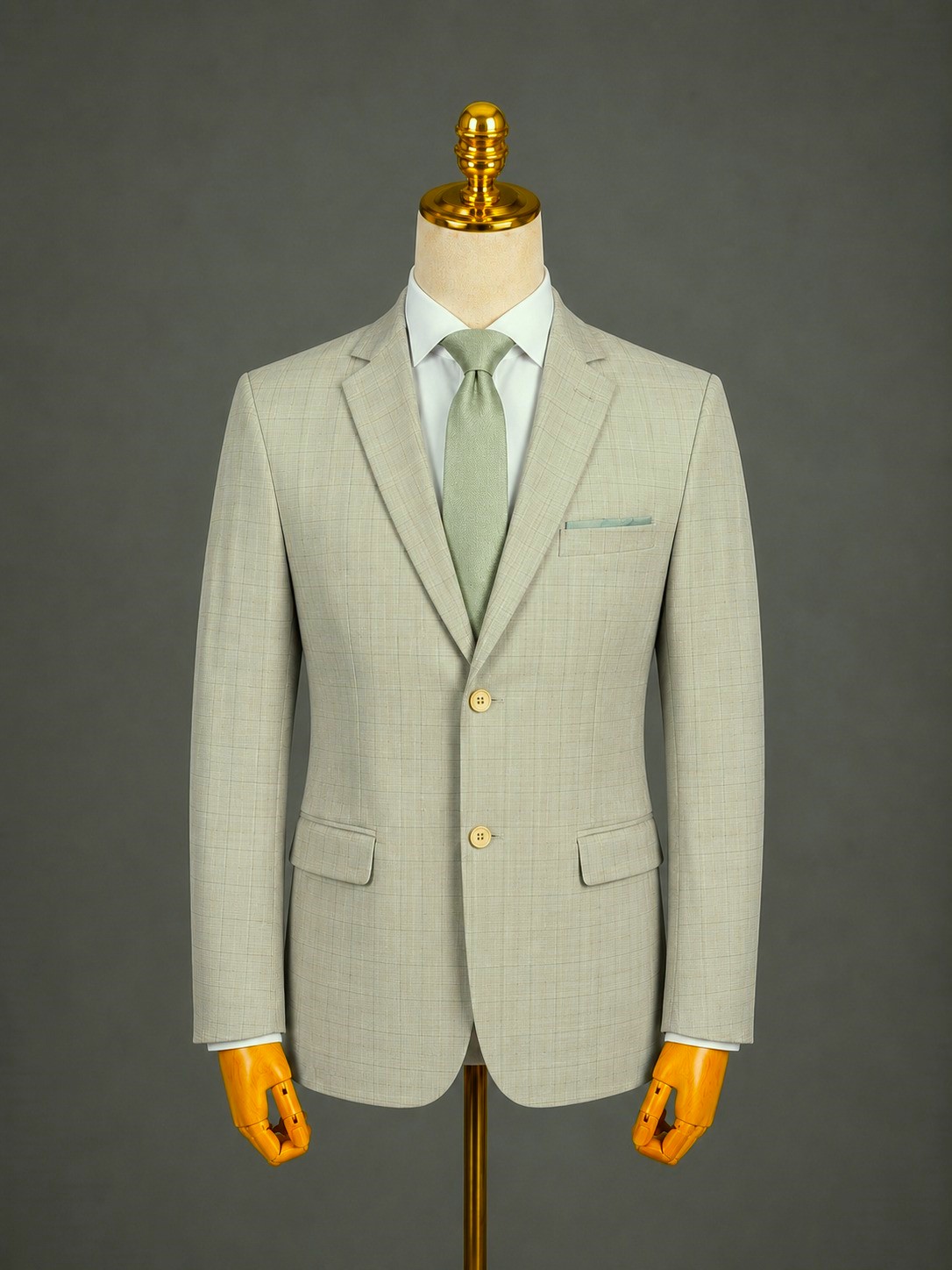 Terno Poliviscose Principe de Gales - Champagne