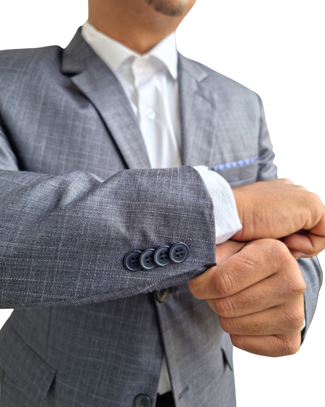 Terno Fio Indiano - Azul Noite Quadriculado 