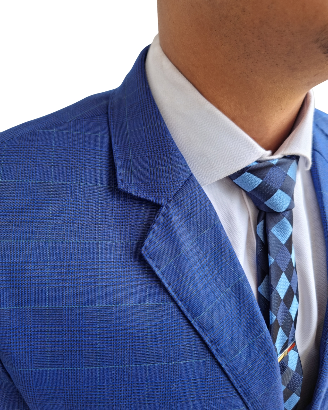 Terno Poliviscose - Azul Royal Quadriculado